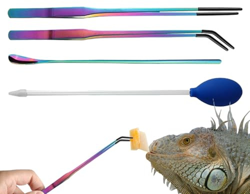 Pinces pour alimentation reptiles – Lot de 4 pièces | Kit de pincettes professionnelles pour terrariums et aquariums | Outils ergonomiques pour nourrir, amphibiens, insectes et poissons avec précision
