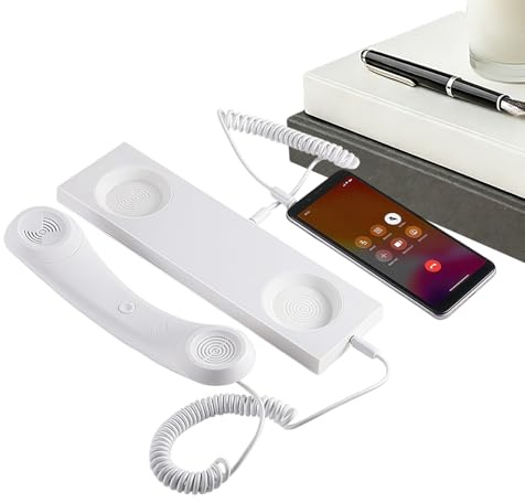 Retro Phone Receiver for Mobile and Cell Phone | Type C Portable Fixed Phone with Microphone and Broadband Speaker for Retro Phone | for Home Office School Decoration V