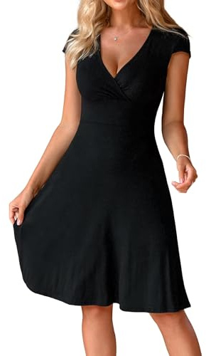 Zeagoo Vestidos Verano Mujer Escote V Manga Corta Vestido Floral S-XXL