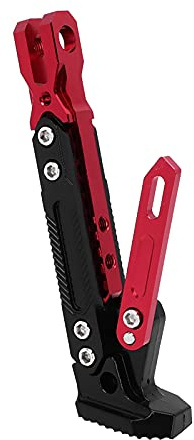 Béquille latérale de moto Reminnbor Support Horizon Support en alliage d'alu um réglable B0503(rouge) pour moto de rue côté passager
