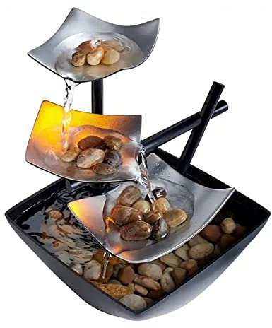 AFGZQ Fontana d'Acqua Interna A 3 Livelli Ornamenti Scrivania Ornamenti di Acqua Corrente Fontana Rilassamento con Interruttore Alimentazione, for L'arredamento Tavolo Soggiorno Ufficio