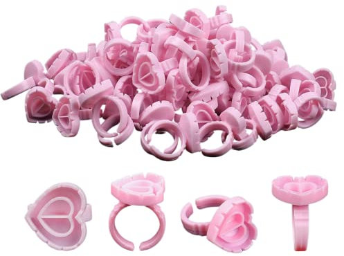 100 PCS Disposable Glue Rings for Eyelash Extensions, Lash Glue Holders, Quick Blossom Pigment Cups, Finger Beauty Tools for Lash Extensions