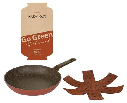 KASANOVA Padella antiaderente con salvapadella Go Green Planet, padella professionale, padella per frittata, perfetta per l'induzione e adatta a tutti i piani cottura (30 cm)