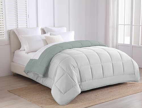 Edredón de Fibra 170 gr/m2 - Edredón Relleno Nórdica Reversible de dos colores Cama 150, 240 x 220 cm - Edredon entretiempo Suave, Transpirable, Ligera, 100% Poliérster, Gris claro y oscuro
