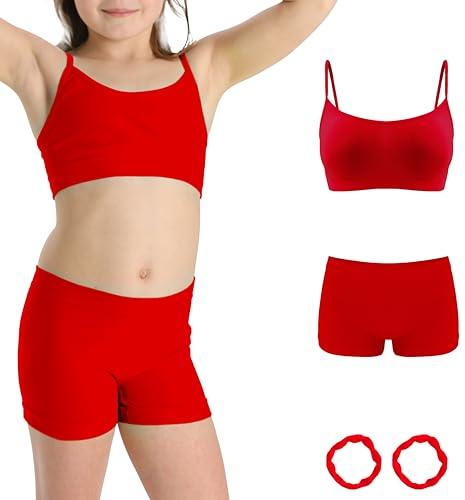Risalti Set Top Bambina e Pantaloncini in Microfibra - Top e Culotte Bambina Morbidi, Completo Intimo Bimba Senza Cuciture ed Etichette, Bracciali Colorati Omaggio - Made in Italy
