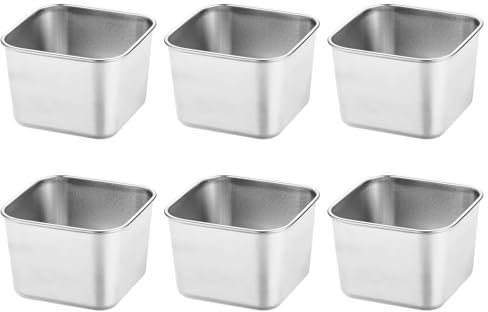 Lot de 6 ramequins en acier inoxydable de 200 ml pour sauce, soufflés, sauces, apéritifs, argentés