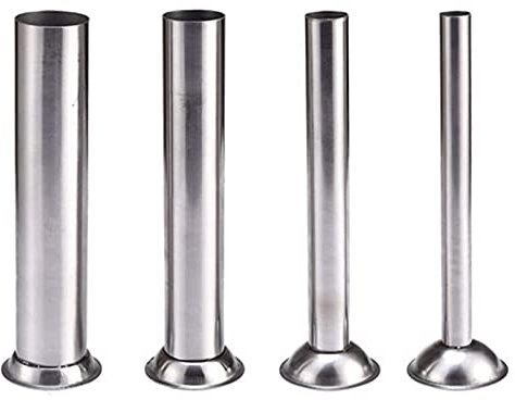 Yolispa Sausage Filling Tubes 4 Pieces Sausage Filler Stainless Steel Pipes Sausage Maker Kit Tube Grinder Sausage Filler Meat Grinder Attachment Sausage Buffer Filling Tubes Funnel Nozzles Spare