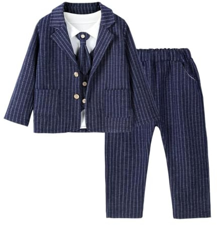 Lito Angels Completo Elegante Bimbo Abito da Gentleman Cerimonia Striscia Vestito da Paggetto Taglia 18 Mesi, Marina