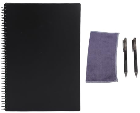 Denash Note de Carnet en Spirale Intelligent Réutilisable 180x255 Mm, 30 Feuilles, Pages de Ligne et Points, Reliure en Spirale Latérale, Couverture de L'épreuve de L'eau, Support