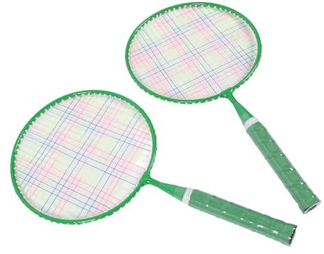 Children Badminton Set, Lightweight Kids Badminton Racquet Set 1 Pair Large Sweet Spot 2 Shuttlecocks with Carrying Bag for Outdoor (Green)