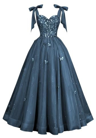 3D Floral Prom Dresses 2026 Sparkly Lace Ball Gown Dresses for Quinceanera A Line Beaded Formal Party Gown Navy Blue Size 8
