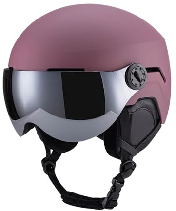 Alomejor Casco para Deportes de Nieve, Casco de esquí para Hombres y Mujeres, de Bicicleta para Adultos con Mayor Seguridad y Comodidad para Snowboard, Loto Rosa, Blanco, Fibra de Carbono para