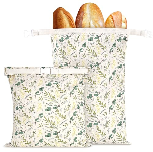 2 Pezzi 44 * 32,5 cm Sacchetto Pane Porta Pan Sacchetti per il Pane con Fodera in Cera d'api Grande Riutilizzabile Borsa per Prodotti da Forno Frutta Verdura Panini e Acquisti All'ingrosso(Modello)