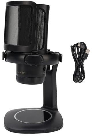 Fabater Gaming USB-mikrofon, RGB-kondensatormikrofon med Quick Mute, Filter, Shock Mount, Noise Cancellation & Gain Control, PC Cardioid Mic för Streaming, Podcasts, Bärbar Dator