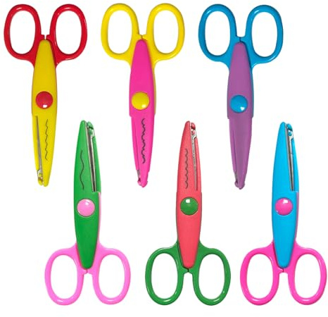 Set di 6 forbici per fai da te, artigianato, forbici con bordo decorativo, forbici da taglio a zigzag, dentellate, design colorato, per artigianato, forbici per scrapbooking, fai da te