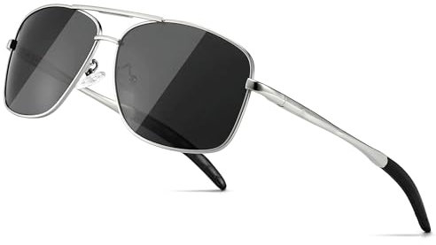 SUNGAIT Polarized Herren Sonnenbrille Durable Metallrahmen für Angeln Driving Golf (Silber Rahmen/Grau Lens) Metallrahmen -SGT925 YKHUK