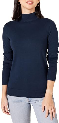 Amazon Essentials Women's Lightweight Roll Neck Long-Sleeve Jumper (Available in Plus Size), Navy, M