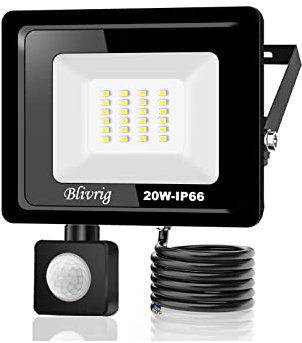 Blivrig LED Strahler Außen mit Bewegungsmelder 20W IP66 Scheinwerferled aussenstrahler mit bewegungsmelder,2000LM Kaltes Weiß 6000K Superhell Außenstrahler LED Fluter Flutlicht,für Garten,Garage