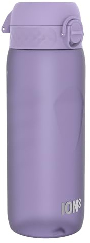 Ion8 Sports Water Bottle, 750 ml/24 oz, Leak Proof, Easy to Open, Secure Lock, Dishwasher Safe, BPA Free, Flip Cover, Carry Handle, Soft Touch Contoured Grip, Easy Clean, Odour Free, Light Purple