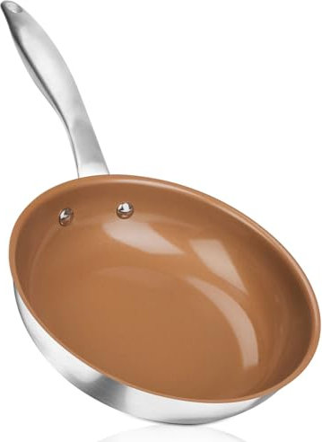 duxtop Keramik-Bratpfanne mit Antihaftbeschichtung, 20,3 cm, Bratpfanne mit Edelstahlgriff, PFAS-frei, spülmaschinen- und ofenfest, alle Herdarten und Induktionsherde kompatibel