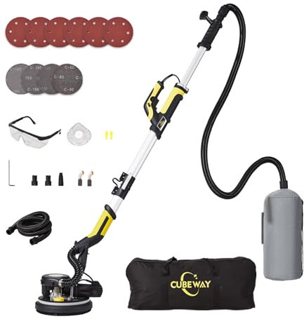 Lijadora de jirafa, lijadora de 750 W, LED, mango telescópico motor, 7 niveles de velocidad, 1800 rpm, velocidad con eliminación automática de polvo