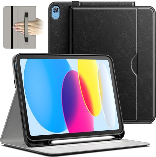 JETech Case for iPad (A16) 11th/10th Generation (2025/2022), PU Leather Business Folio Protective Tablet Cover with Pencil Holder & Pocket, Multi-Angle Viewing (Black)