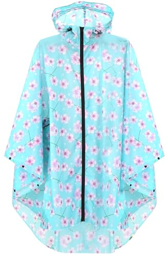 ANYOO - Impermeabile stile poncho, adatto per andare in bici, leggero, trasportabile, con cappuccio, unisex, adatto per campeggio e gite all’aperto, misura unica, Lotus, Taglia unica