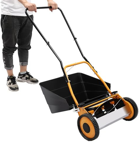 biniliubi Lawnmower Mower Lawn Mowers Small Push Manual Grass Garden Mini String Trimmer Edger Handle Tool Close Edge Cutting Rear Roller Space Saving Storage Mowing And Collecting 2-In-1