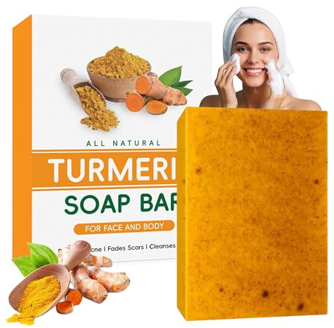 Turmeric Savon à l'acide kojique au curcuma - Savon au citron et au curcuma - Pour le visage et le corps - Nettoyage en profondeur - Savon naturel pur