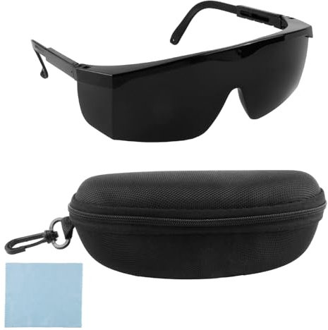 Hemlosk Lunettes de Protection Laser et Lumière Pulsée, IPL 190-540nm Lunettes de Sécurité Laser, Lunette Bricolage avec étui, Protection Contre les UV, Epilateur Lumiere Pulsee, Lunette UV 400