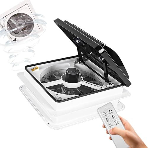 Sunseota Ventilatore da Tetto per Camper da 14 Ventilatore da soffitto 12V con Luce LED, 4 velocità, Pale da 30,5 cm di Diametro per Ventilazione di furgoni/roulotte/Camper,24v