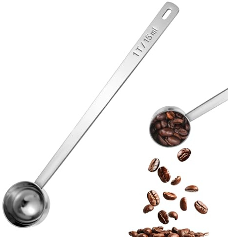15ml Kaffeelöffel Portionierer Edelstahl Messlöffel mit langem Griff 21cm Langer Esslöffel aus Metall für gemahlenen Kaffee, Bohnen, Pulver, Espresso