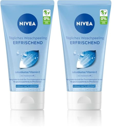 NIVEA Tägliches Waschpeeling Erfrischend, Peeling ohne Mikroplastik mit Vitamin E für eine porentiefe Gesichtsreinigung, erfrischendes Gesichtspeeling für normale Haut und Mischhaut (150 ml)
