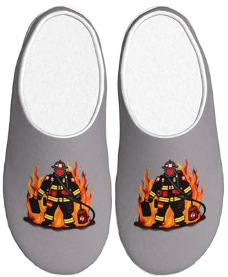 JBJGKHLP Chanclas lavables unisex con estampado de bombero y suela de caucho termoplástico, zapatos de hotel para invitados
