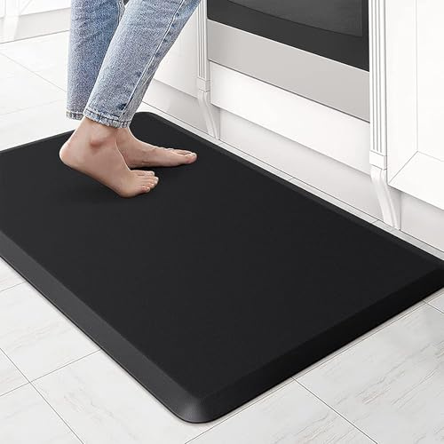 Fall Mat for Elderly Bedside, Waterproof Floor Mat Beveled, Prevention Pad Reduce, Cushion Safety Mat Reduces Impact, Reduce Risk for Handicap, Senior, Anti-Fatigue (Black,44*120CM/17*47IN)