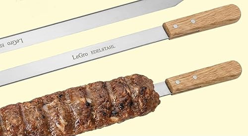 Adana Kebap/kabb/shish kebab/BBQ grillspett, grillspett 60 cm med trähandtag – rostfritt stål, 6 stycken