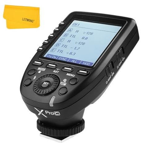 Godox Xpro-C Flash Transmisor Trigger Inalámbrico para Canon Cámara, 2.4G Inalámbrico X Sistema, HSS 1/8000s Pantalla Grande Diseño Inclinado 5 Botones para Canon EOS Cámara