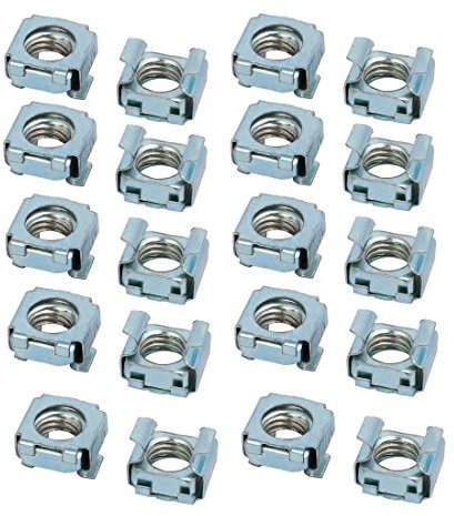 sourcingmap 20pcs Écrou Cage M10 Acier au Carbone Captif Argent Bleu pour Serveur Étagère Cabinet