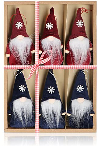 COM-FOUR® 6X Premium Weihnachtsmann-Anhänger für den Weihnachtsbaum, schwedisch-skandinavische Deko-Trolle, Engel, Feen, Weihnachtsmänner als Christbaumschmuck oder Geschenk-Anhänger