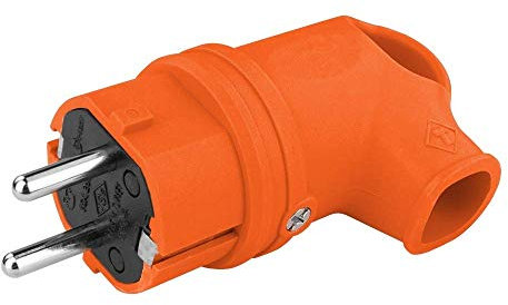 Spina Schuko con manico 16 A, 230 V, spina in gomma Schuko arancione