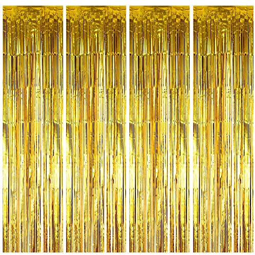 Feibmir 4 Cortinas de espumillón metálicas, Cortina de Purpurina, decoración para Fiestas de cumpleaños, Baby Shower, Bodas, Navidad