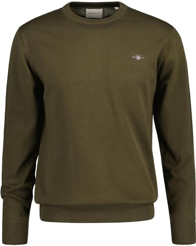 Gant Herren Classic Cotton C-Neck Pullover, Juniper Green, L EU