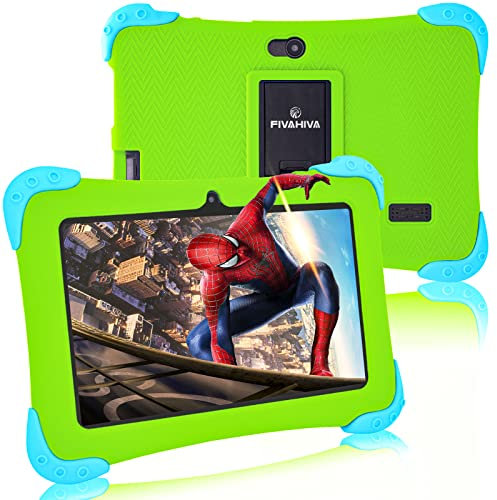 Fivahiva Kids Tablet 7 inch Android 12 Tablets for Kids, Parental Control, 2GB+32GB,HD Display, Dual Cameras, WIFI, Bluetooth, with Kid-Friendly Case (Green)