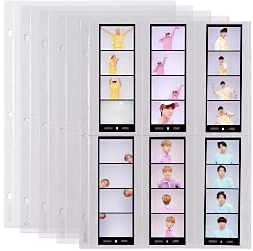 hihaba 6 Taschen vertikal (6,6 x 5,6 cm) 10 Blatt, 32 Arten kristallklare Taschenhüllen, Fotoalbum-Nachfüllseiten für Kpop Idol-Fotokarten, Baseballkarten, Sammelkarten, passend für 3-Ringbücher