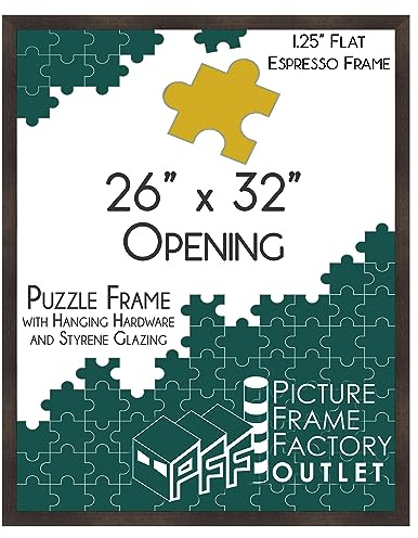 PFFO 26x32 Puzzle Frame, Dark Brown Picture Frame for Large Wall Decor