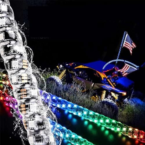 TIST Luci a Frusta a LED, luci a Frusta Fruste Illuminate con Telecomando RGB Luce Danzante/inseguimento Antenna LED Fruste a Spirale