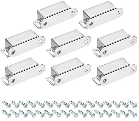 QUARKZMAN 8 Set Magnetisch Tür Schnapper Edelstahl Schranktür Verschlüsse 1.77 Kleiderschrank Verriegelung für Haus Küche Schrankmöbel Türen Silber