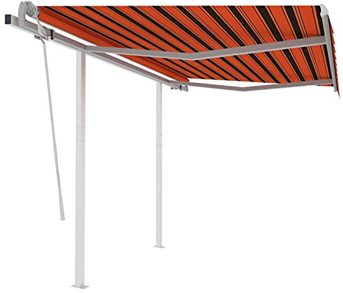 Tidyard Markise Manuell Einziehbar mit Pfosten 3x2,5 m Orange & Braun