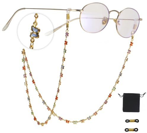 Dreamtimes Cadena de gafas para mujer, hecha a mano, diseño de mariposa, Color-G, M