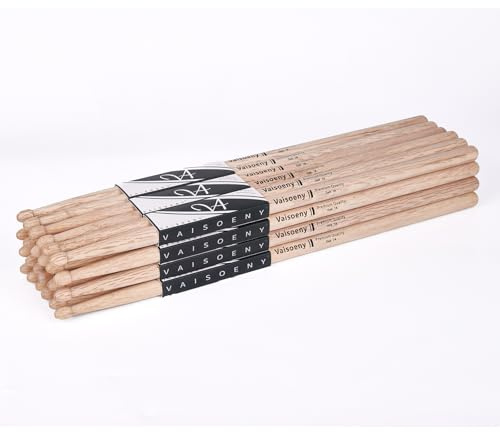 Vaisoeny Baquetas 7A para adultos, 12 pares de baquetas clásicas de madera de roble para niños, accesorios profesionales de percusión para instrumentos musicales